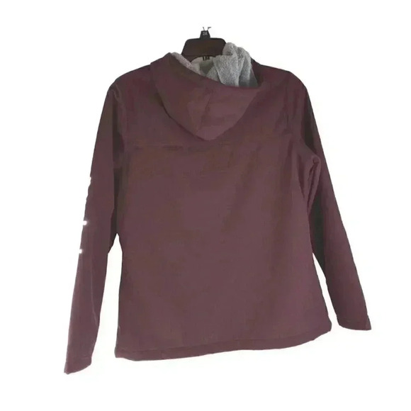 New Balance Hooded Softshell Fleece Lined Jacket Plum Size Large - Picture 2 of 10